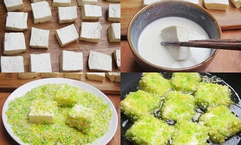 Cách làm món đậu phụ chiên trứng muối đơn giản nhưng bắt mắt