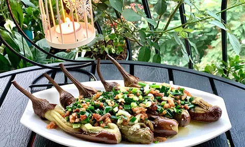 Cách làm món cà tím nướng mỡ hành đơn giản, siêu ngon