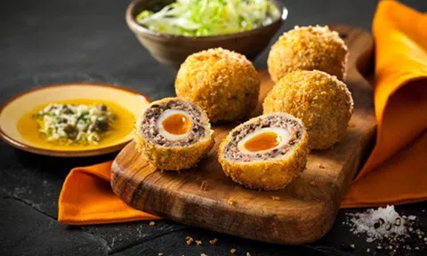 Thịt bọc trứng lòng đào giòn rụm ngon bất ngờ